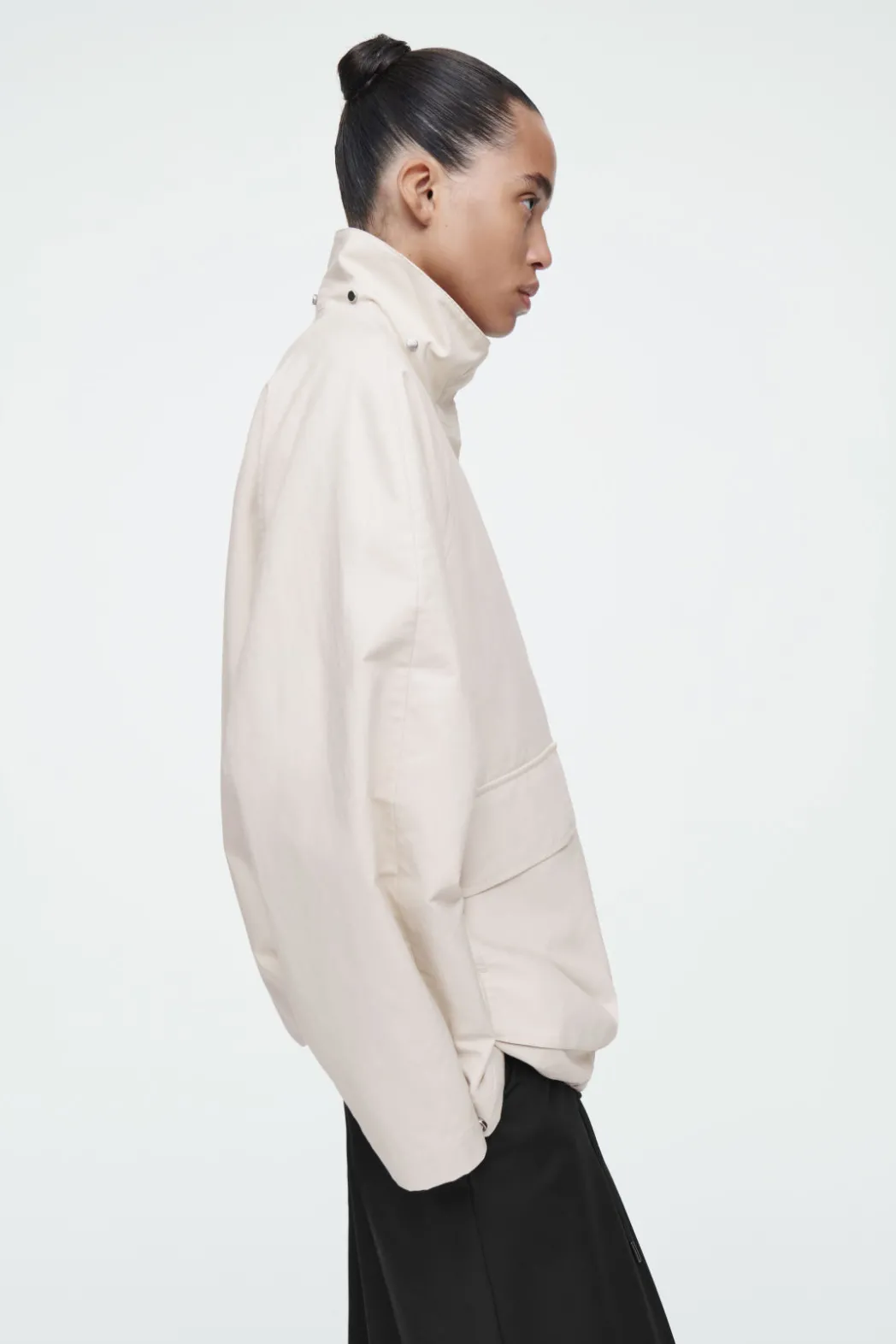 Sale COS HOODED COTTON UTILITY JACKET LIGHT BEIGE