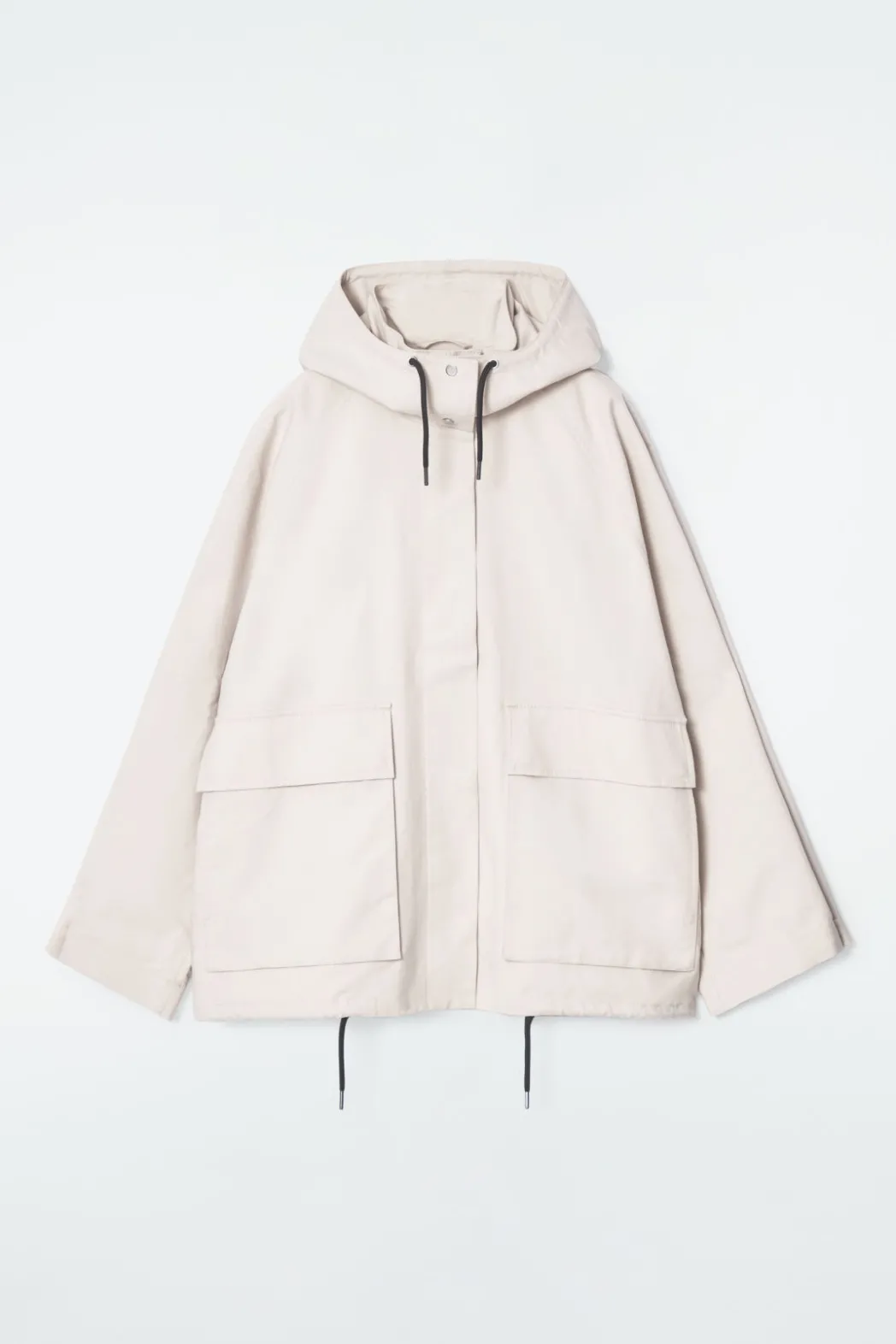 Sale COS HOODED COTTON UTILITY JACKET LIGHT BEIGE