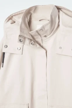 Sale COS HOODED COTTON UTILITY JACKET LIGHT BEIGE
