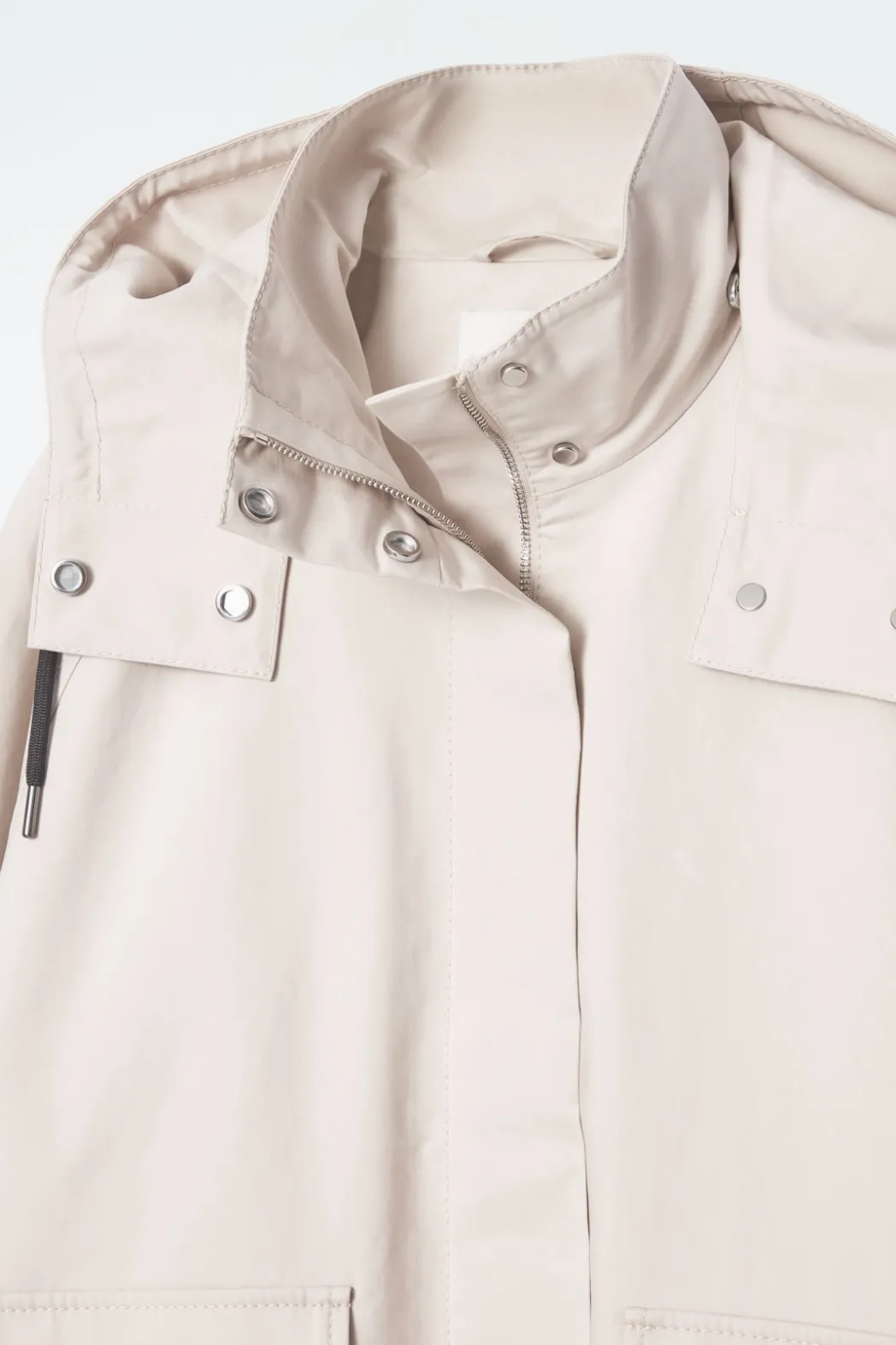 Sale COS HOODED COTTON UTILITY JACKET LIGHT BEIGE