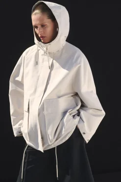Sale COS HOODED COTTON UTILITY JACKET LIGHT BEIGE