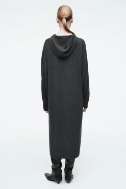 Sale COS HOODED MERINO WOOL MAXI DRESS DARK GRAY