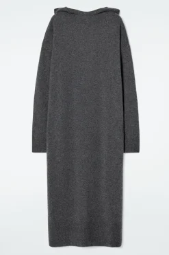 Sale COS HOODED MERINO WOOL MAXI DRESS DARK GRAY