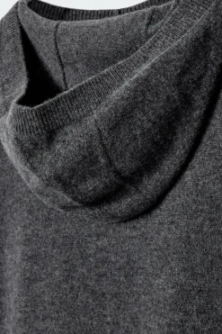 Sale COS HOODED MERINO WOOL MAXI DRESS DARK GRAY