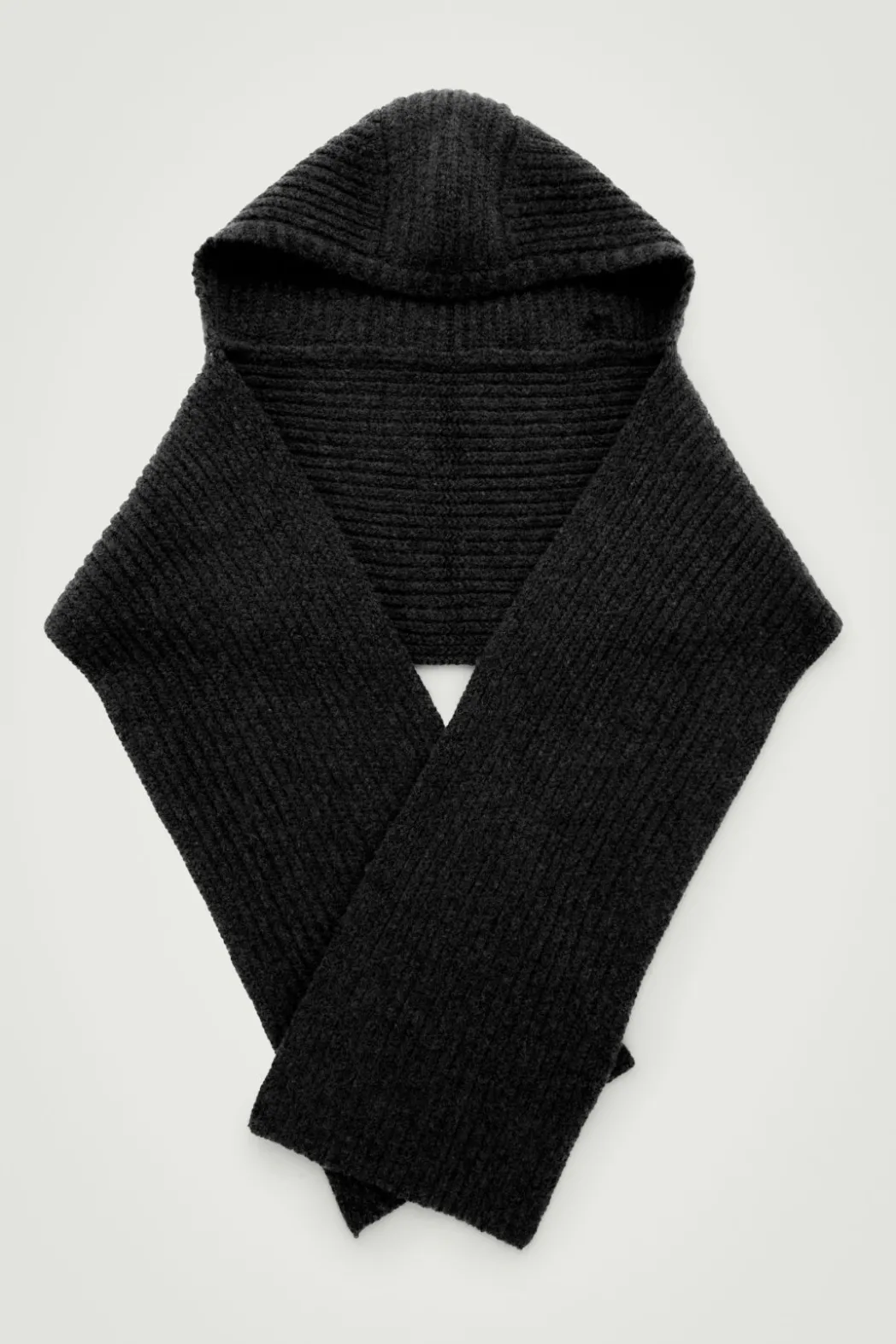 Clearance COS HOODED RIBBED CASHMERE-BLEND SCARF BLACK