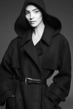 Hot COS HOODED WOOL DUFFLE COAT NAVY