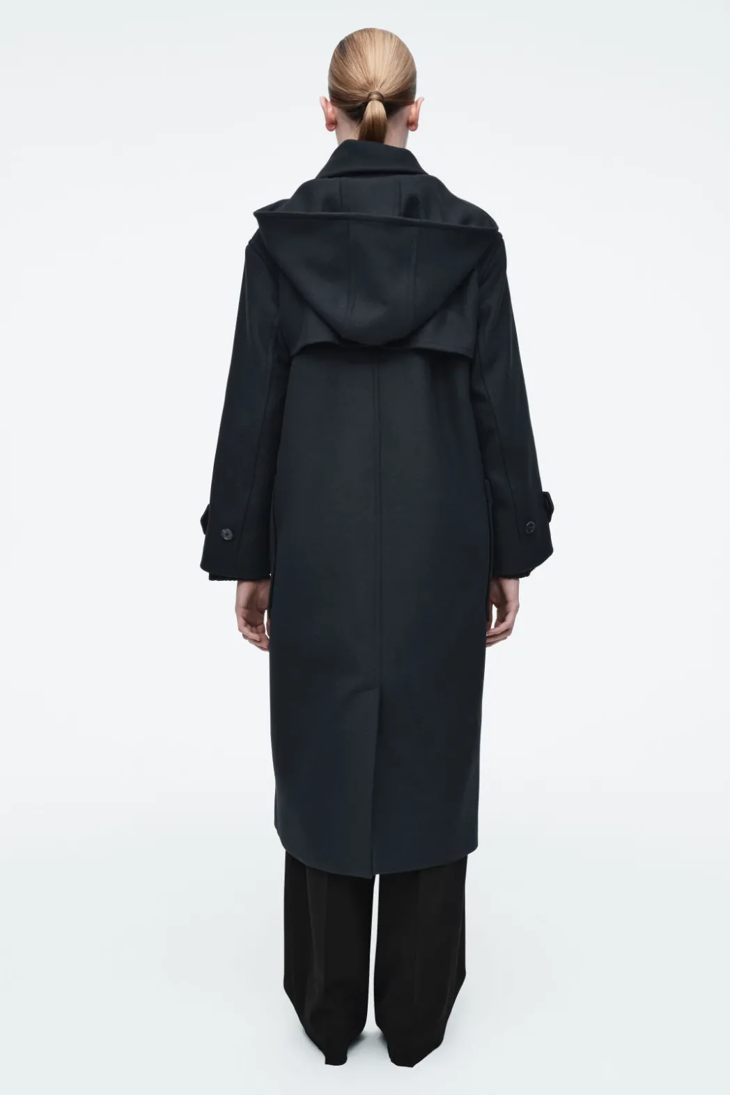 Hot COS HOODED WOOL DUFFLE COAT NAVY