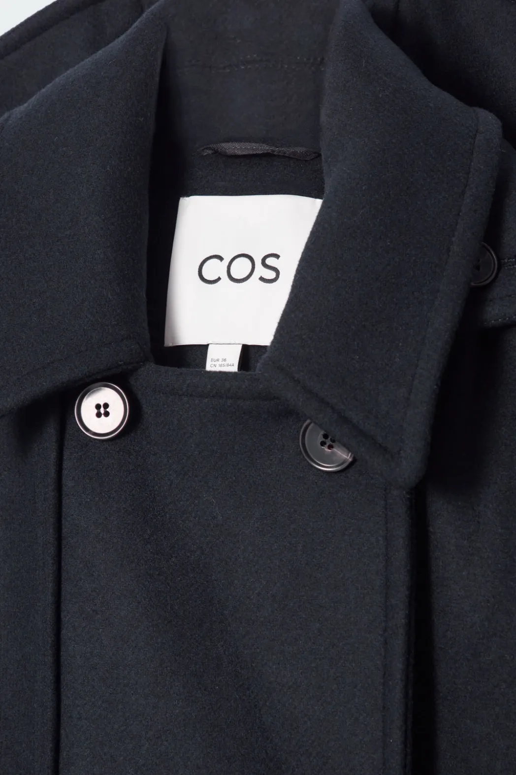 Hot COS HOODED WOOL DUFFLE COAT NAVY