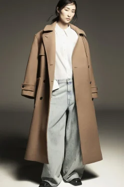 Hot COS HOODED WOOL DUFFLE COAT CAMEL