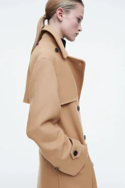 Hot COS HOODED WOOL DUFFLE COAT CAMEL