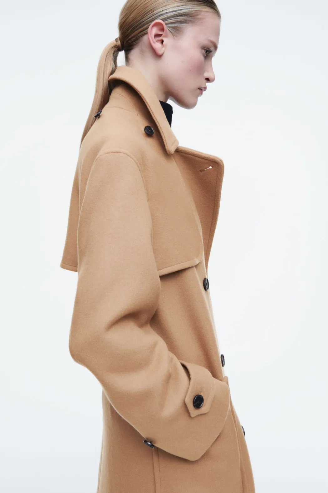 Hot COS HOODED WOOL DUFFLE COAT CAMEL