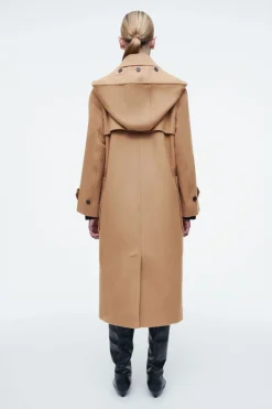 Hot COS HOODED WOOL DUFFLE COAT CAMEL