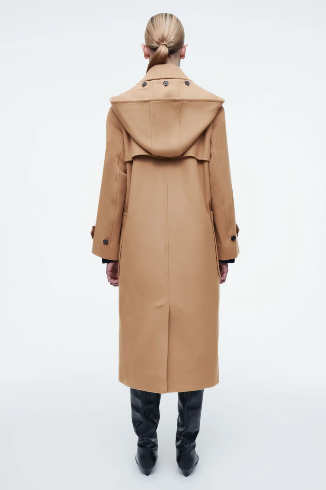 Hot COS HOODED WOOL DUFFLE COAT CAMEL