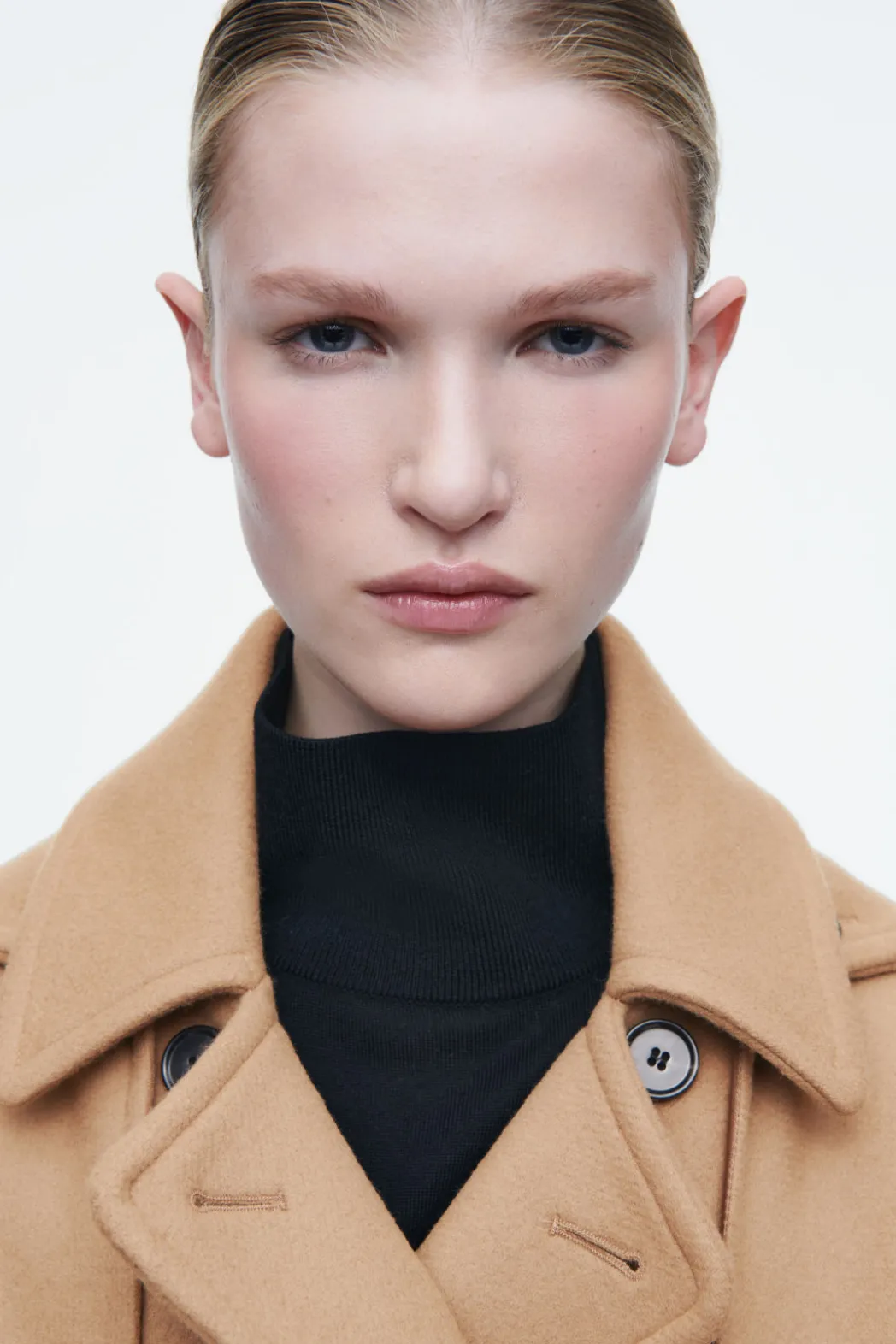 Hot COS HOODED WOOL DUFFLE COAT CAMEL