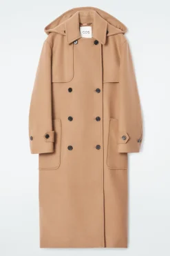 Hot COS HOODED WOOL DUFFLE COAT CAMEL