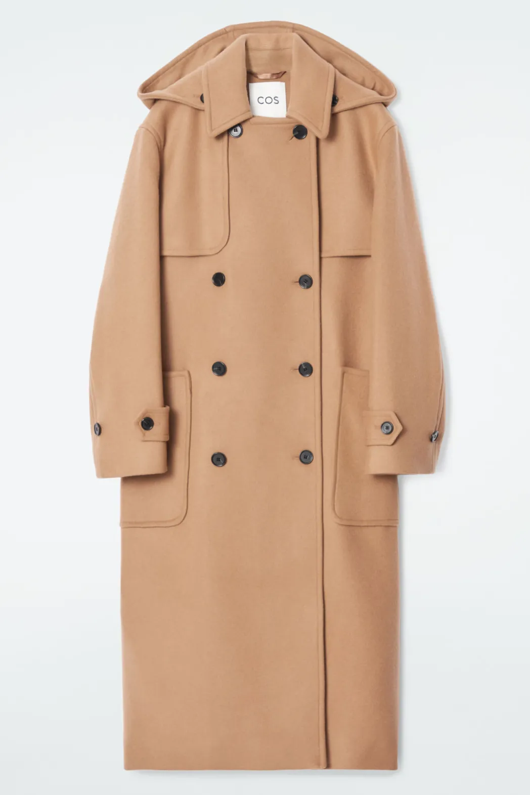 Hot COS HOODED WOOL DUFFLE COAT CAMEL