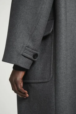 New COS HOODED WOOL DUFFLE COAT DARK GRAY
