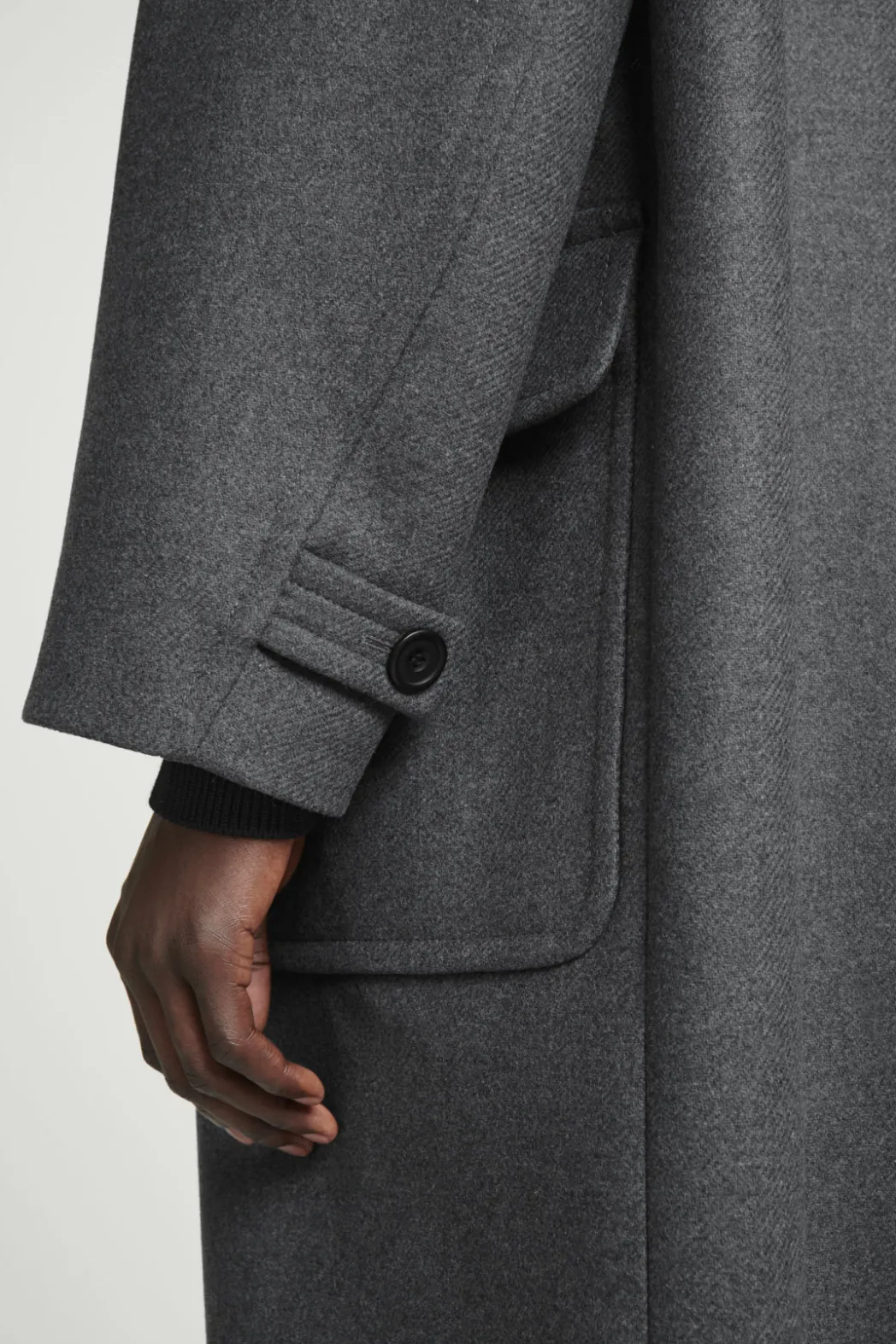 New COS HOODED WOOL DUFFLE COAT DARK GRAY
