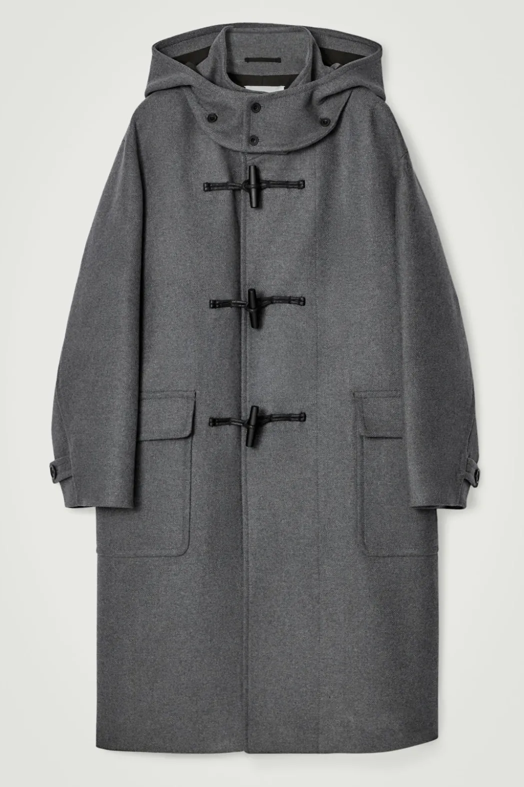 New COS HOODED WOOL DUFFLE COAT DARK GRAY