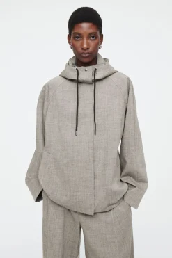 Hot COS HOODED WOOL UTILITY JACKET GRAY MÉLANGE