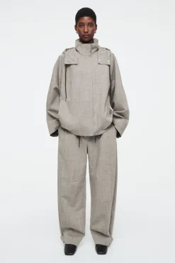 Hot COS HOODED WOOL UTILITY JACKET GRAY MÉLANGE