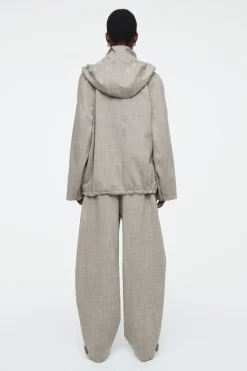 Hot COS HOODED WOOL UTILITY JACKET GRAY MÉLANGE