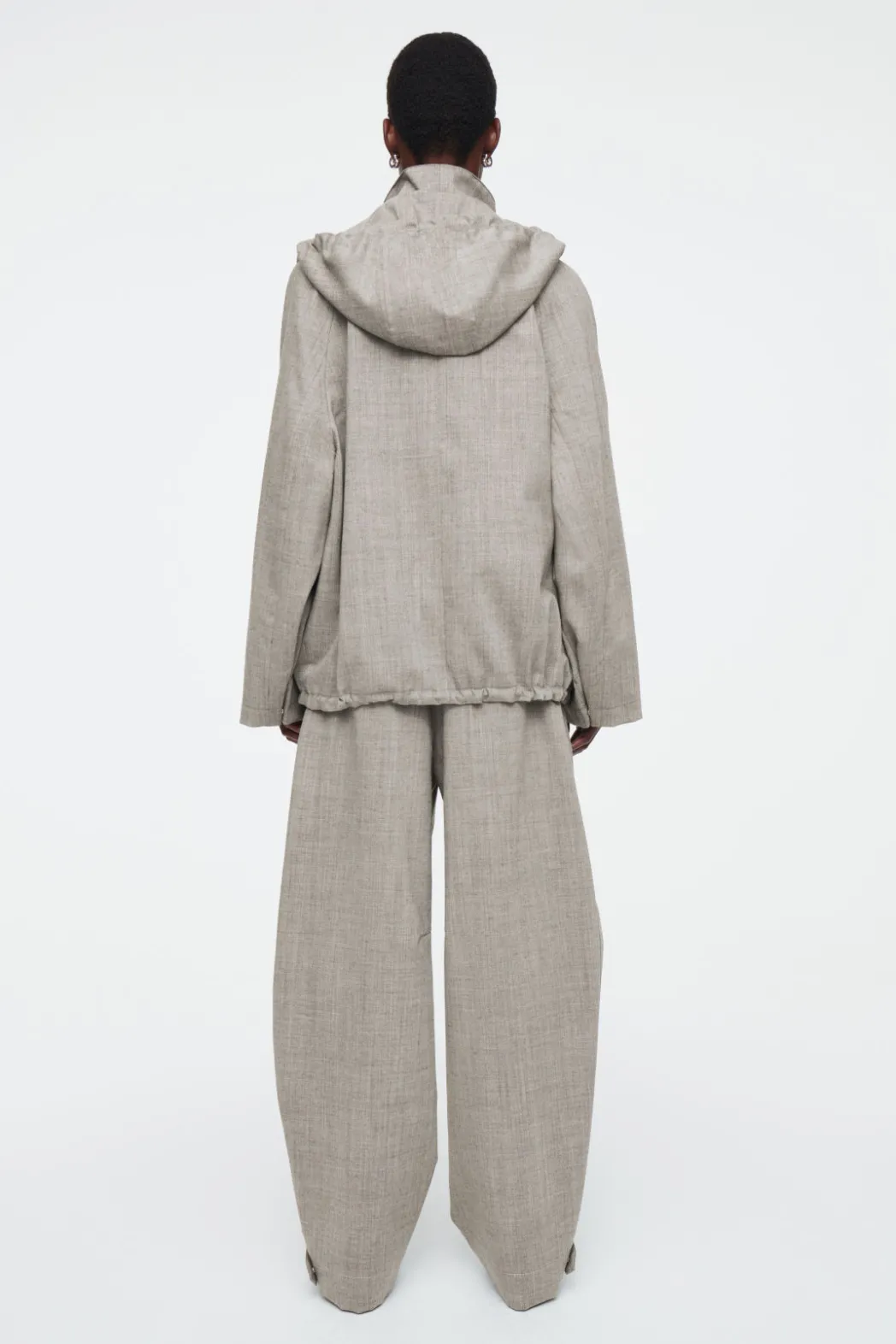 Hot COS HOODED WOOL UTILITY JACKET GRAY MÉLANGE