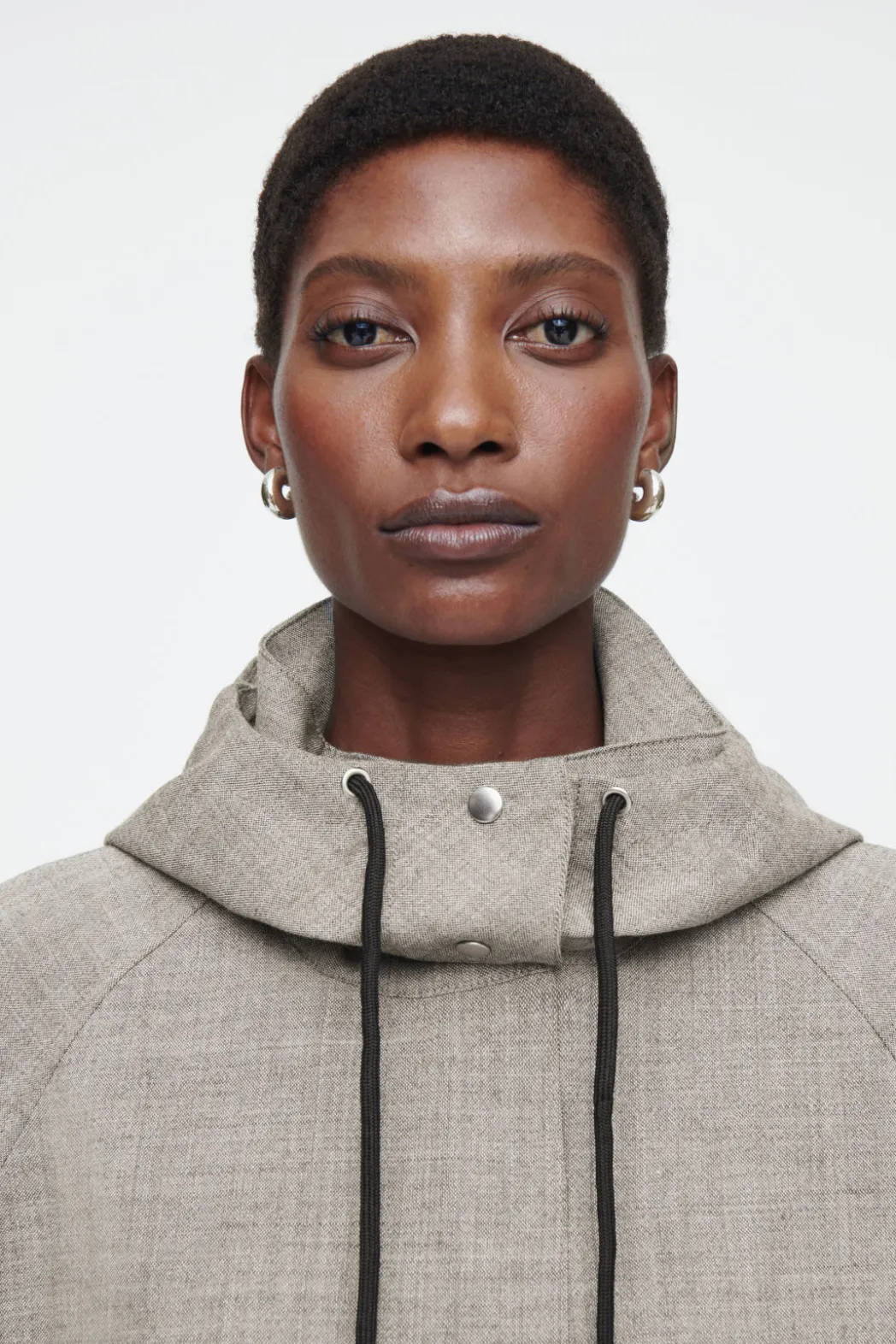 Hot COS HOODED WOOL UTILITY JACKET GRAY MÉLANGE