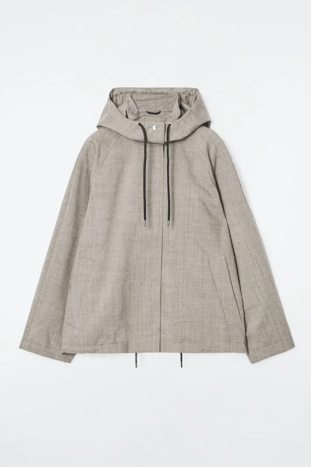 Hot COS HOODED WOOL UTILITY JACKET GRAY MÉLANGE