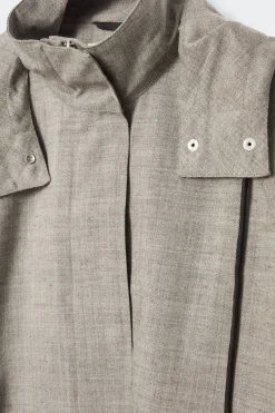 Hot COS HOODED WOOL UTILITY JACKET GRAY MÉLANGE