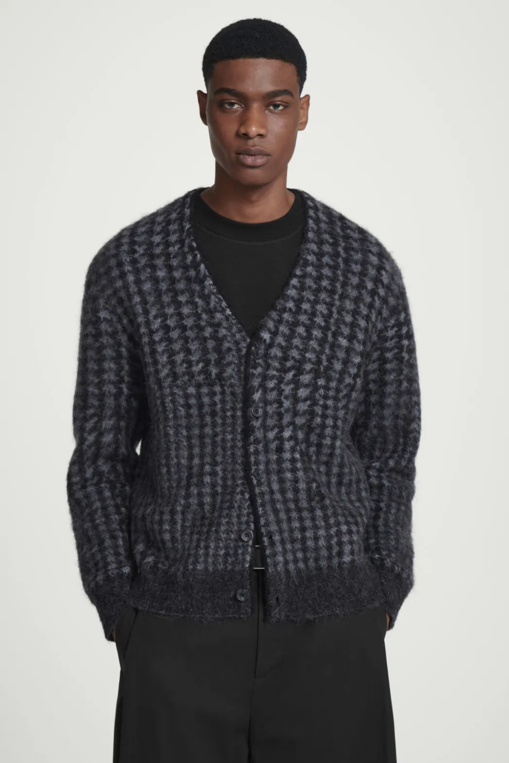 Discount COS HOUNDSTOOTH MOHAIR-BLEND CARDIGAN BLACK / HOUNDSTOOTH