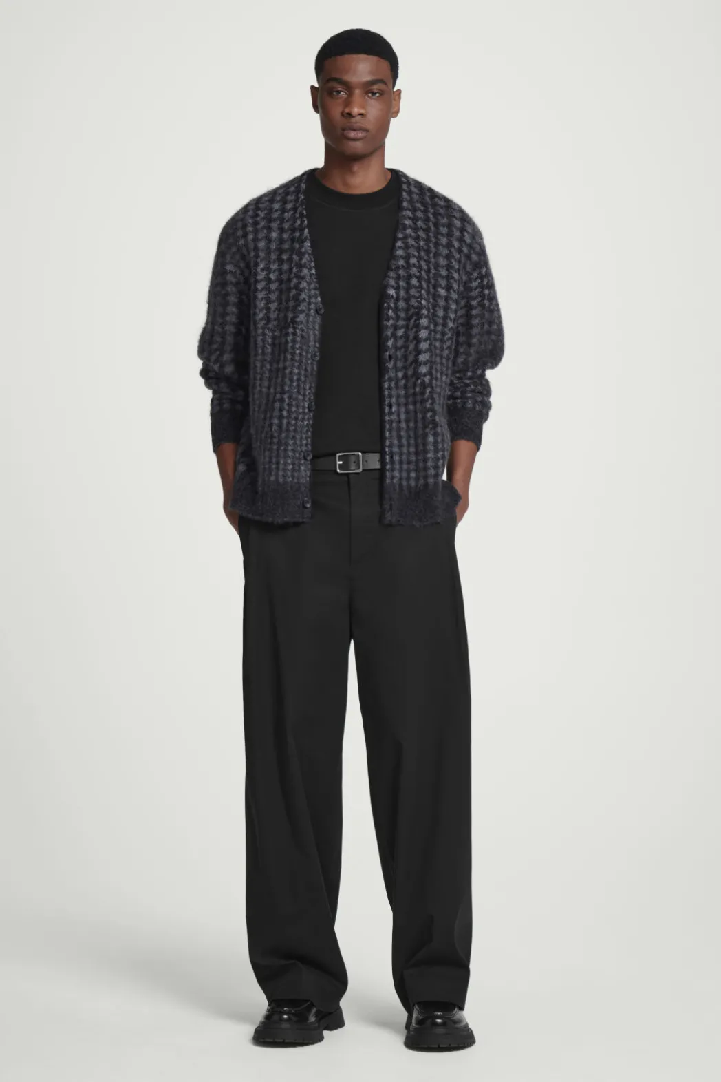 Discount COS HOUNDSTOOTH MOHAIR-BLEND CARDIGAN BLACK / HOUNDSTOOTH