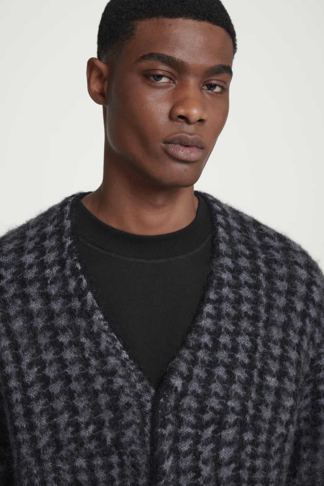 Discount COS HOUNDSTOOTH MOHAIR-BLEND CARDIGAN BLACK / HOUNDSTOOTH
