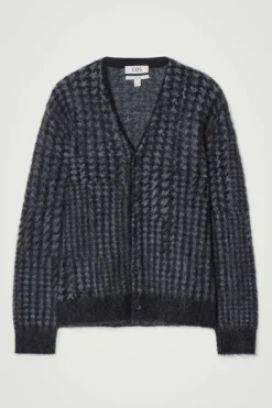 Discount COS HOUNDSTOOTH MOHAIR-BLEND CARDIGAN BLACK / HOUNDSTOOTH