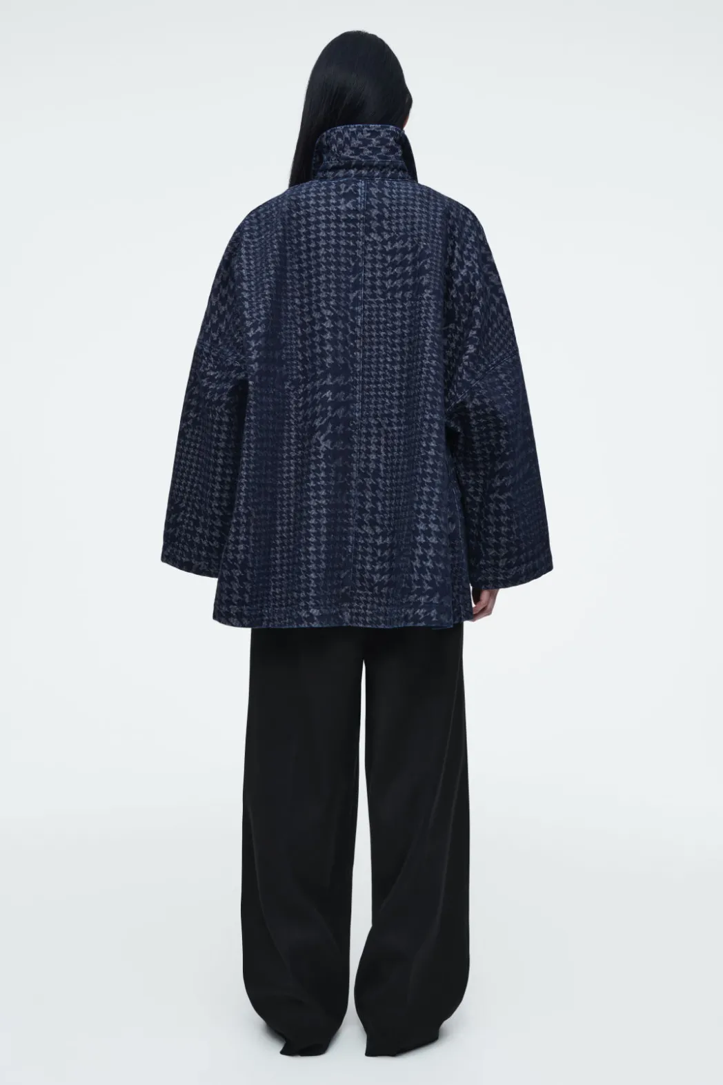 Hot COS HOUNDSTOOTH-JACQUARD DENIM JACKET BLUE