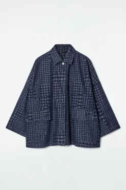 Hot COS HOUNDSTOOTH-JACQUARD DENIM JACKET BLUE