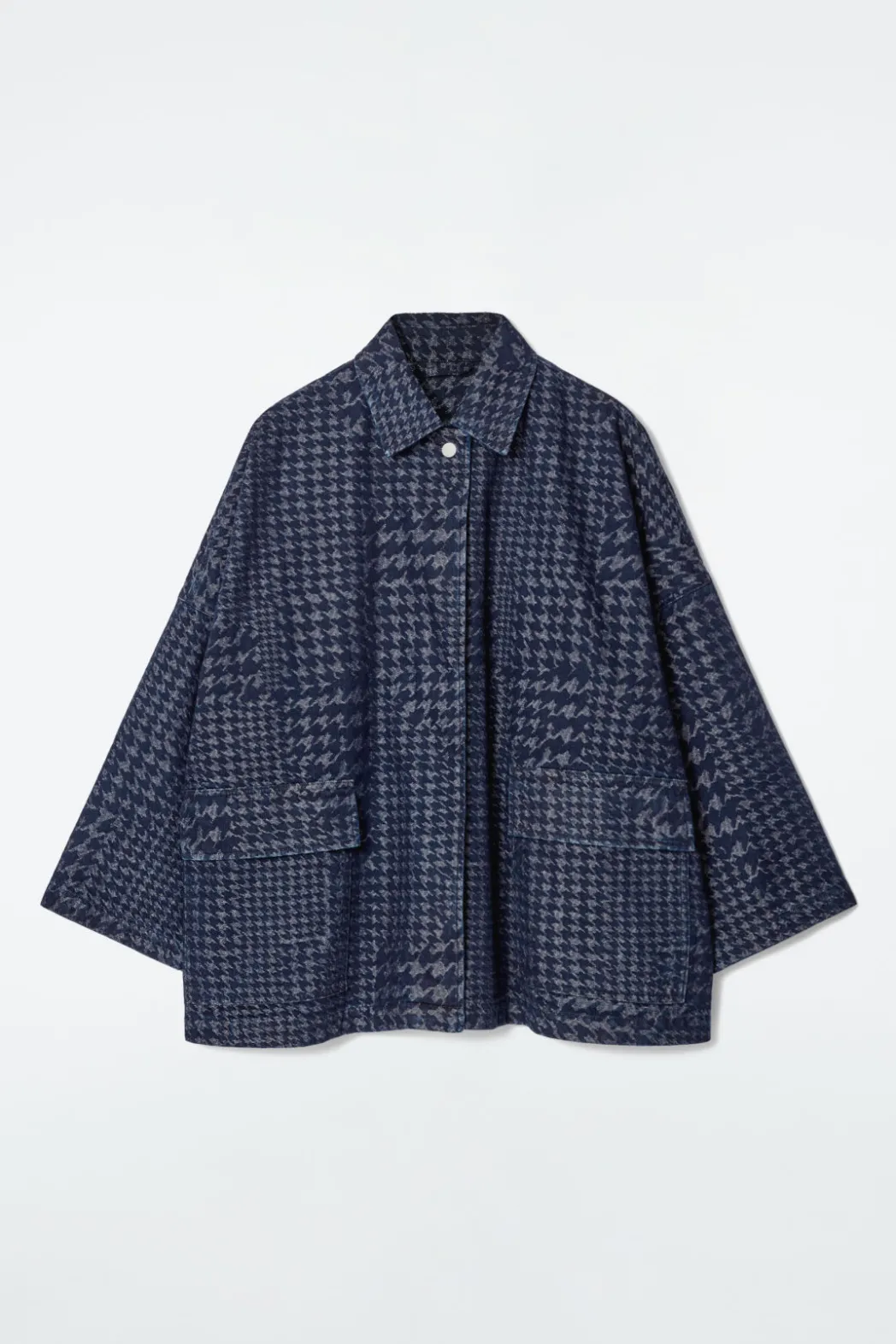 Hot COS HOUNDSTOOTH-JACQUARD DENIM JACKET BLUE