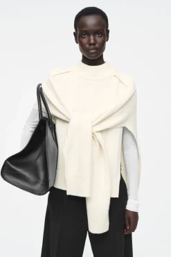 Hot COS HYBRID WOOL CAPE SWEATER IVORY