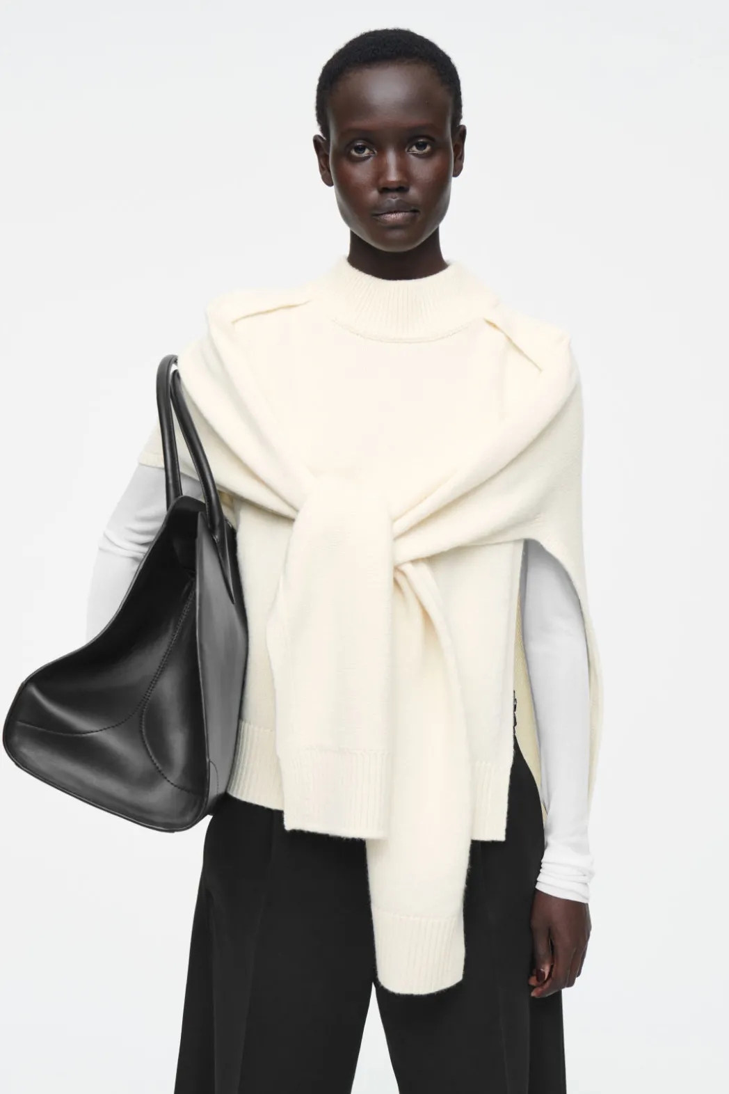 Hot COS HYBRID WOOL CAPE SWEATER IVORY