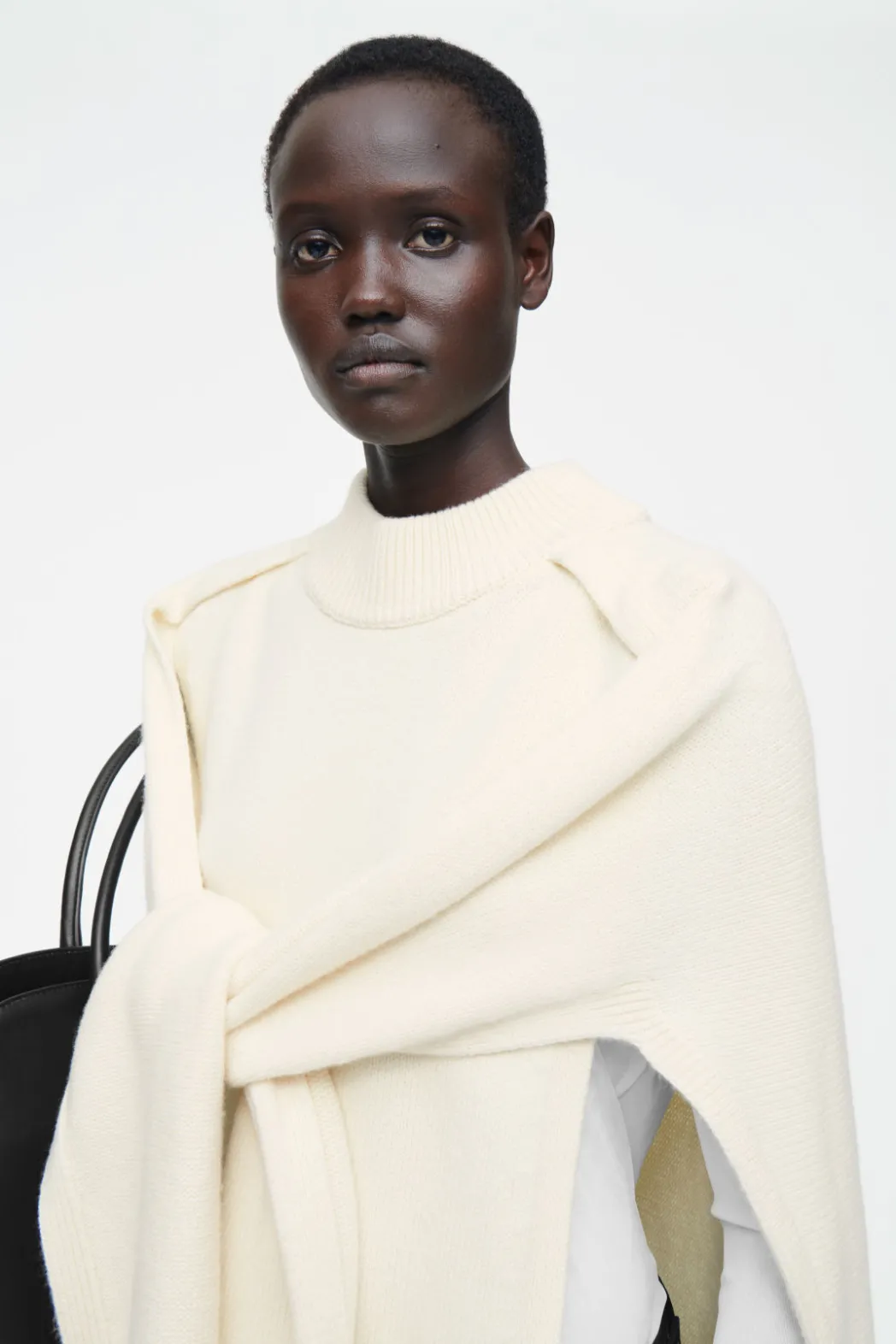 Hot COS HYBRID WOOL CAPE SWEATER IVORY