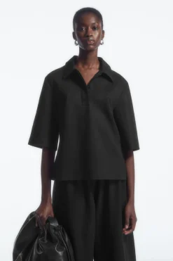 Discount COS JERSEY POLO SHIRT BLACK