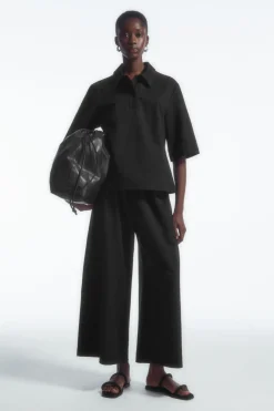 Discount COS JERSEY POLO SHIRT BLACK