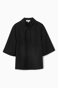 Discount COS JERSEY POLO SHIRT BLACK