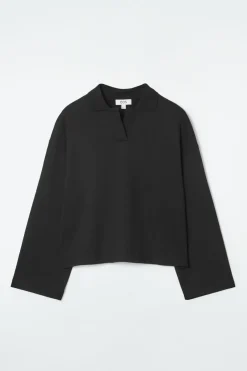 Outlet COS JERSEY RUGBY SHIRT BLACK