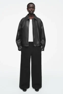 Best COS JERSEY WIDE-LEG JOGGERS BLACK