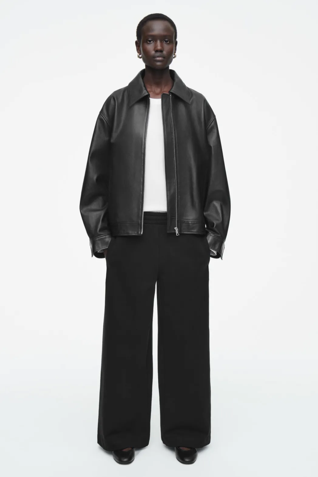 Best COS JERSEY WIDE-LEG JOGGERS BLACK