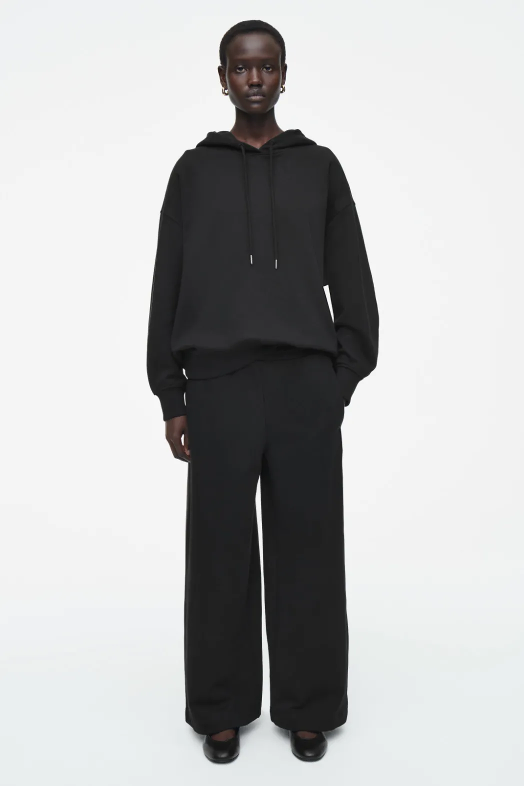 Best COS JERSEY WIDE-LEG JOGGERS BLACK
