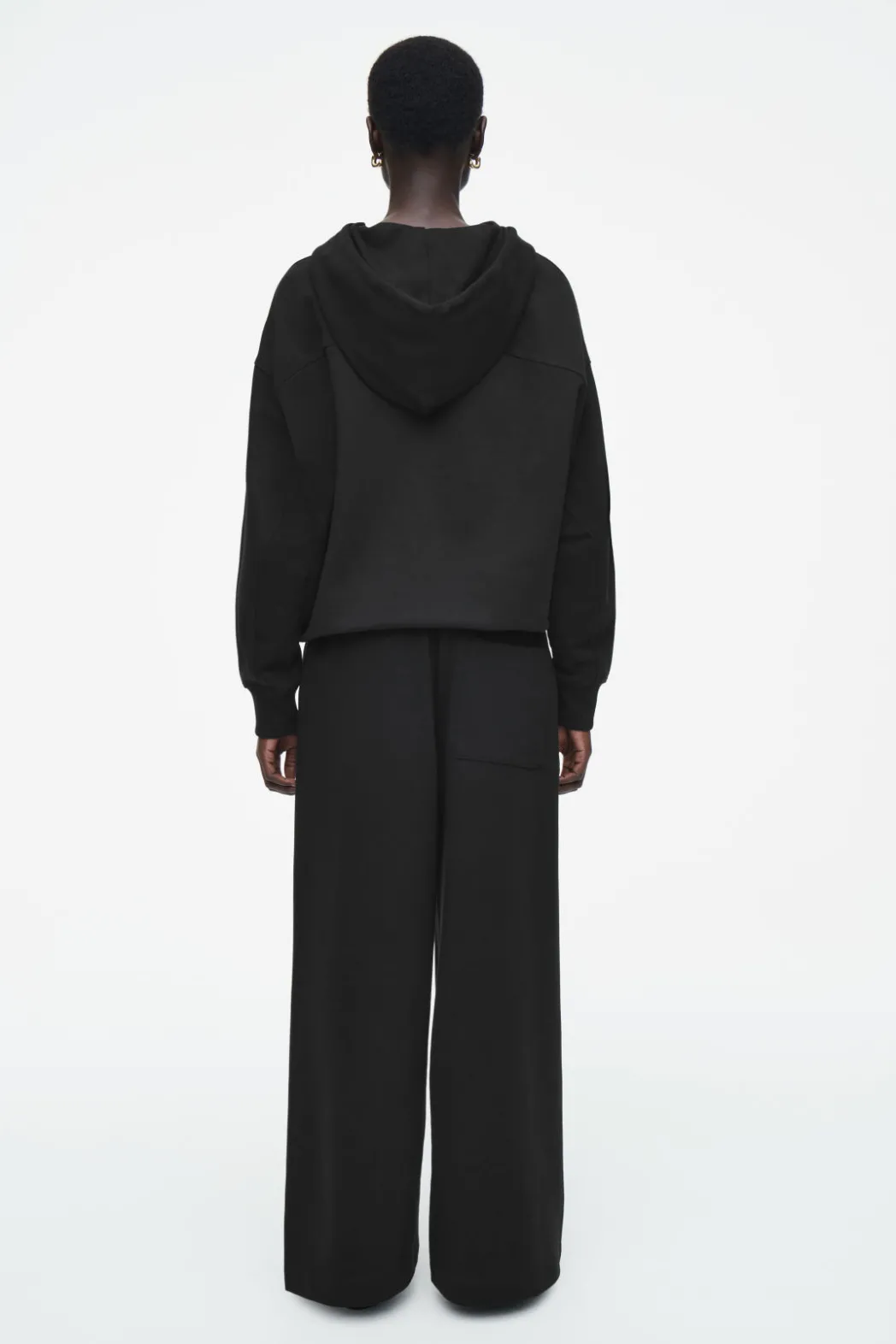 Best COS JERSEY WIDE-LEG JOGGERS BLACK