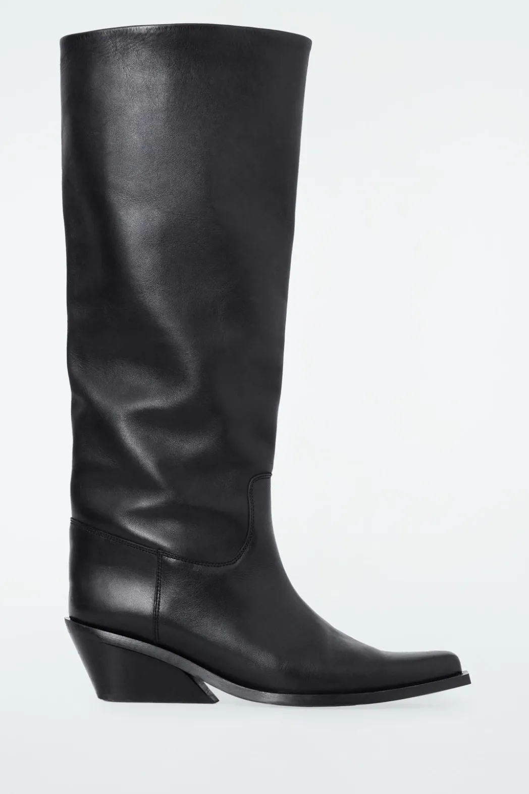 Online COS KNEE-HIGH LEATHER COWBOY BOOTS BLACK
