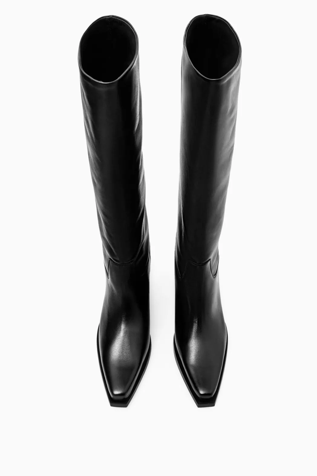 Online COS KNEE-HIGH LEATHER COWBOY BOOTS BLACK